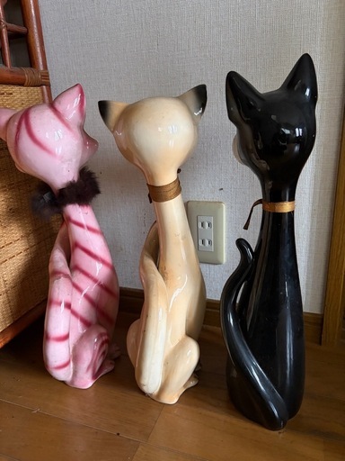 陶器製　猫の置き物　３匹　セット