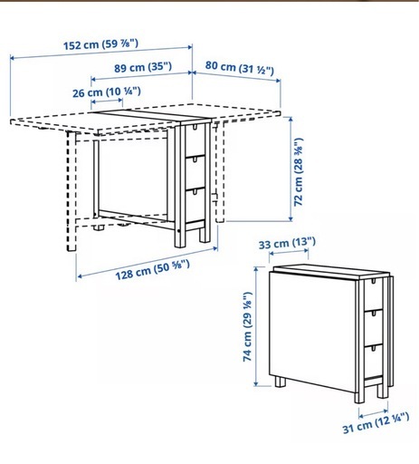 IKEA イケア ノールデン ゲートレッグテーブル 折りたたみ