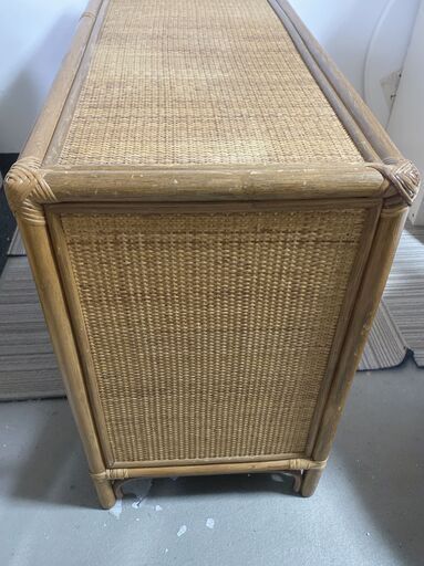 M933  ラタンチェスト 箪笥 3段 幅118㎝ 木製 ナチュラル レトロ商品 ナチュラル