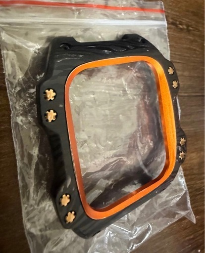 45mm カーボンファイバーケース　ラバーバンド　ブラック&オレンジ　Apple watchケース 