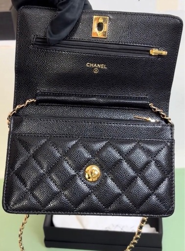 正規品CHANEL キャビアスキン ウォレットチェーンバック⑵