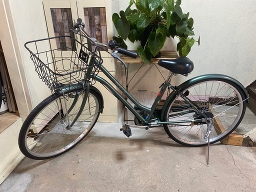 取引き中【前後タイヤ新品！】26インチ　６段　自転車　グリーン