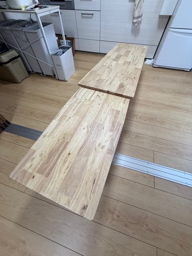 【天然木 伸縮ローテーブル】120cm→225cmに拡張可能 / 状態良好 / 那覇・泊港
