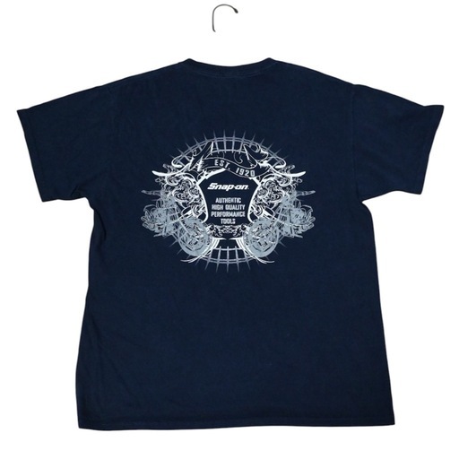 90s USA製 Snap-on スナップオン バックプリントTシャツ JERZEES ネイビー L相当