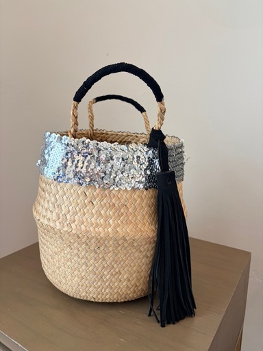 新品✨シルバースパンコール　軽量カゴバッグ