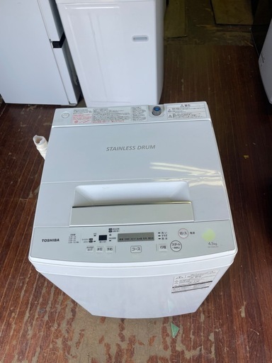 北九州市内配送無料　保証付き 東芝 TOSHIBA 全自動洗濯機 4.5kg ピュアホワイト AW-45M5