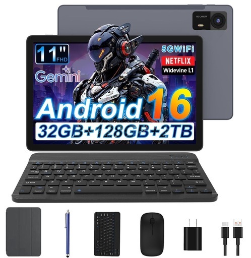 タブレット 11インチ - 32GB+128GB+2TB拡張 T620 8コアCPU Widevine L1対応 8000mAhバッテ