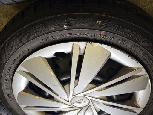 ダイハツ純正夏タイヤスチールホイールセット DUNLO155/65R14 4本 タントムーヴコンテなどに