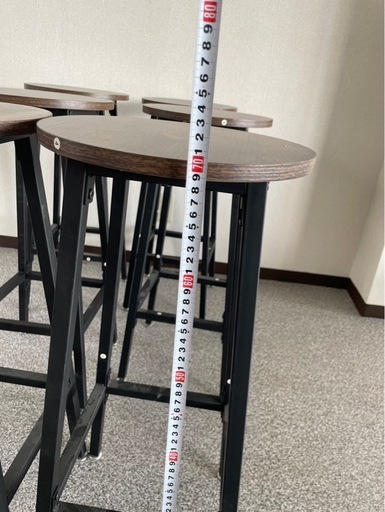 木目調丸型ハイスツール 6脚セット