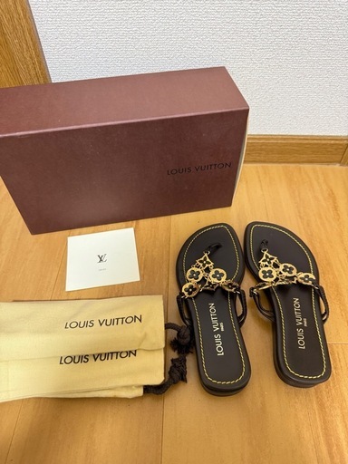 ルイヴィトン LOUIS VUITTONサンダル レザー×金属素材ダークブラウン