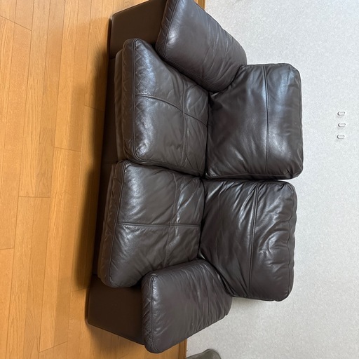 茶色2人がけソファ　引き取り限定