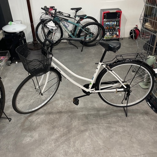 【ジモティー割】affiche アフィッシュ　ホワイト　ママチャリ　自転車　シティサイクル（ID2301）