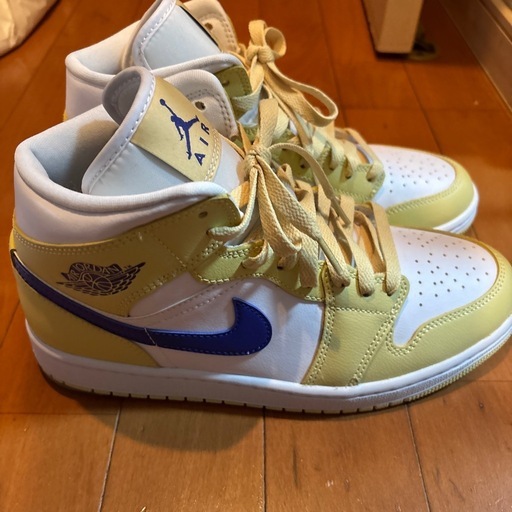 美品　NIKE ジョーダン1 ミッド　レモンウォッシュ　ライトイエロー　ウィメンズ　26cm ナイキ