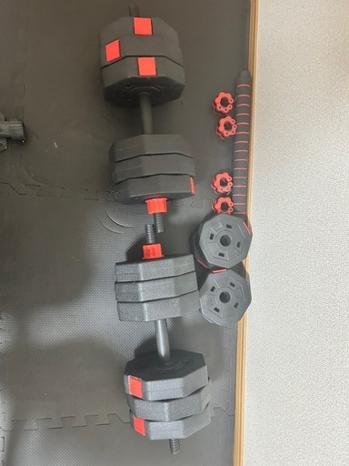 家トレ一式セット 可変ダンベル(最大20kg×2)・ベンチ・バーベル・マット付き
