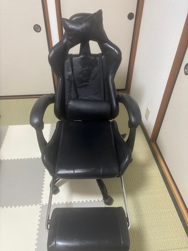 ゲーミングチェア回転式腰て付き オフィスチェアデスクチェアゲーム用チェア椅子 45度リクライニングオットマン付