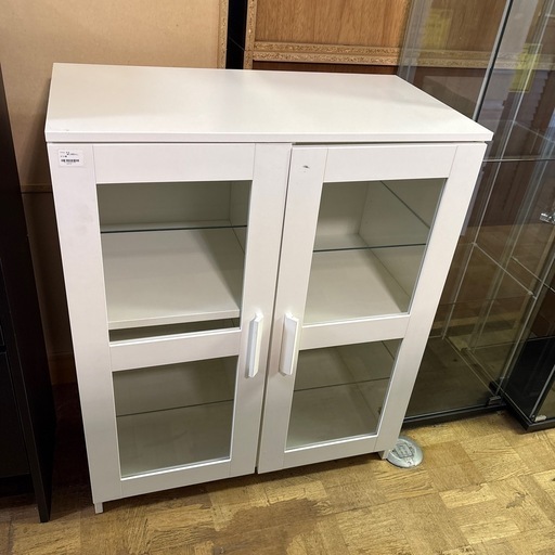 【ジャングル深井店】ガラス棚 白 ホワイト 収納家具 リビング家具 堺市 深井【FU1505】