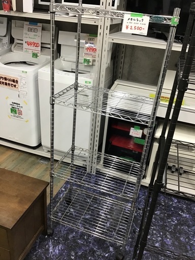 メタルラックフリーラック棚キャスター付き中古品 (reuse96) 本城の 