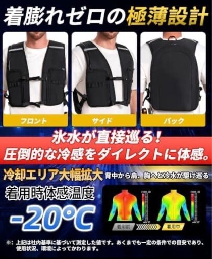 冷水服 水冷ベスト 広範囲冷却 10000mAhバッテリー付き 899