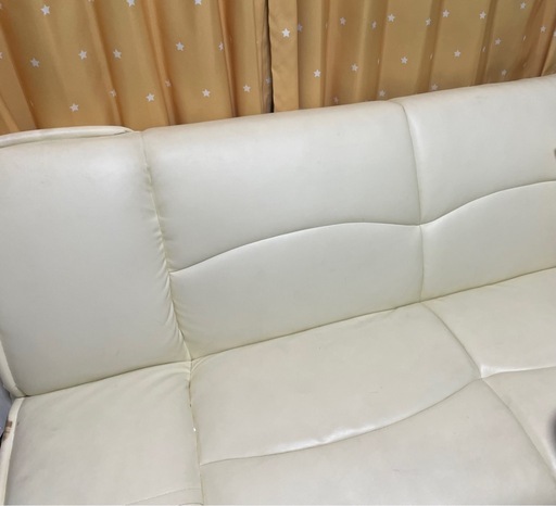 もうすぐ処分予定?大型　重厚感　180cm大きい　ソファベット　買い替えの為早めのお取引希望です?数日限定お値下げ　よごれありホワイト