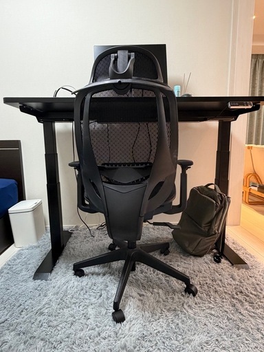【美品】ニトリ オフィスチェア OC503 フットレスト付き ブラック（定価27,900円）
