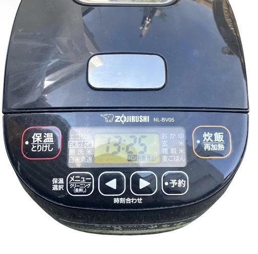 【美品/20年製】象印 マイコン炊飯ジャー 極め炊き NL-BV05-BA 3合炊き 5mm黒厚釜 パンメニュー搭載 クリーニング
