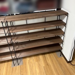 残り1点 美品 手作りウッドラック 折り畳み式 インテリア シューズ&ディスプレイ アンティーク調棚 家具  の画像