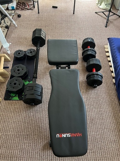 ダンベルセット40kg＋20kg＋トレーニングベンチ（Amazon購入）