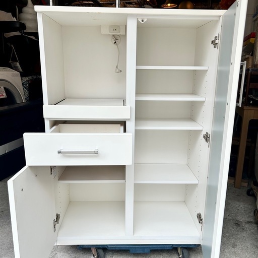 レンジボード 食器棚 幅80cm 高さ115cm キッチンボード カップボード レンジ台 キッチン収納 調味料収納 キッチン家電収納 