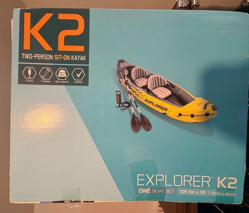 INTEX K2 カヤック（未使用）／2人乗り・空気式・湖や海で使用可能
