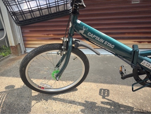 美品！CAPTAIN STAG 20インチ 折りたたみ自転車 6段変速 カゴ・ライト付