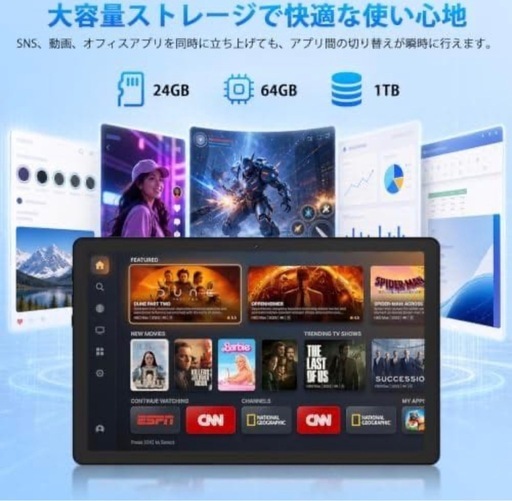 タブレット Android16 タブレット 10インチ 顔認証 64GB 923