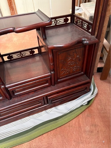 高級 飾り棚 茶棚 和家具 彫刻 アンティーク (ju) 長谷寺の収納家具
