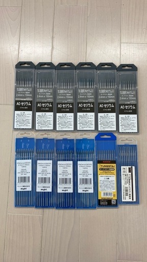 新品未使用 TIG溶接用 2％セリタンタングステン電極 2.4mm×150mm 合計120本 日本製