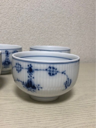 ロイヤルコペンハーゲン ブルーフルーテッド プレイン 急須 湯呑 6点セット