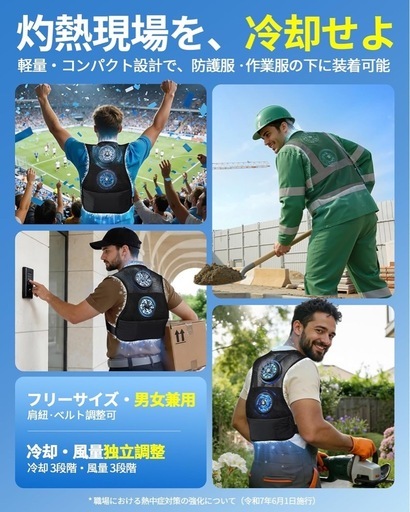 ペルチェベスト 暑さ対策　
瞬間冷却ベスト46000mAh 冷却3段階 風量3段階冷却服