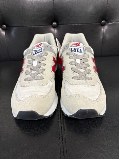New Balance ニューバランス 574 スニーカー グレー×レッド　レディース24cm