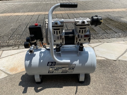 【動作良好】すぐ使える！静音エアーコンプレッサー 13L EARTH MAN ホース・ダスター付（平塚市手渡し）