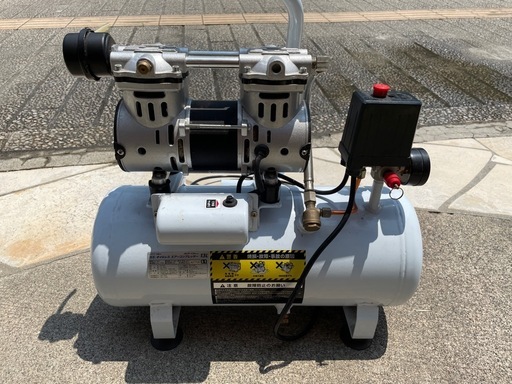 【動作良好】すぐ使える！静音エアーコンプレッサー 13L EARTH MAN ホース・ダスター付（平塚市手渡し）