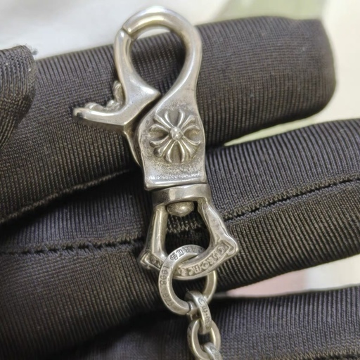 クロムハーツ CHROME HEARTS クロム・ハーツ トリプルクロスパッチスクロールラベルクリップチェーンラウンドウォレット