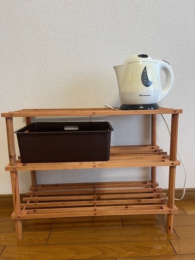 3段ラック・木製シェルフ (もも) 荒川沖の収納家具の中古あげます