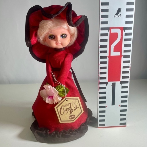 レトロ オルゴールドール 赤いドレス 約25cm (さわべ) 新静岡の