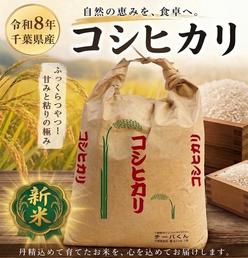 新米!!精米20kg【千葉県産】令和8年 コシヒカリ (crazy) 鴨川の食品の