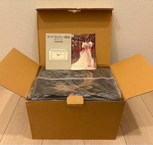 未使用・箱付き】時計＆手巻オルゴール付き 木製ジュエリーボックス