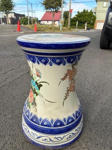アジアン家具◇陶器花柄椅子◇ガーデンチェア◇陶器スツール (IMO