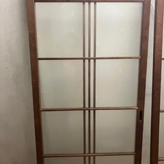 昭和レトロな木製ガラス引き戸 2枚セット（古建具・DIY・リノベに） の画像