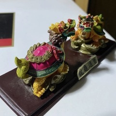【美品】中国製　置物　兎　龍亀　【縁起物】の画像
