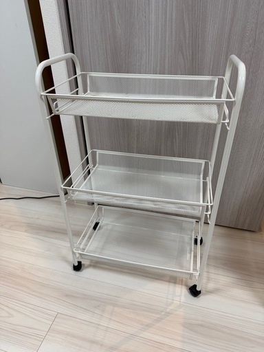 3段ラックワゴンキャスター付き (Koharu) 曳舟の収納家具《スチール