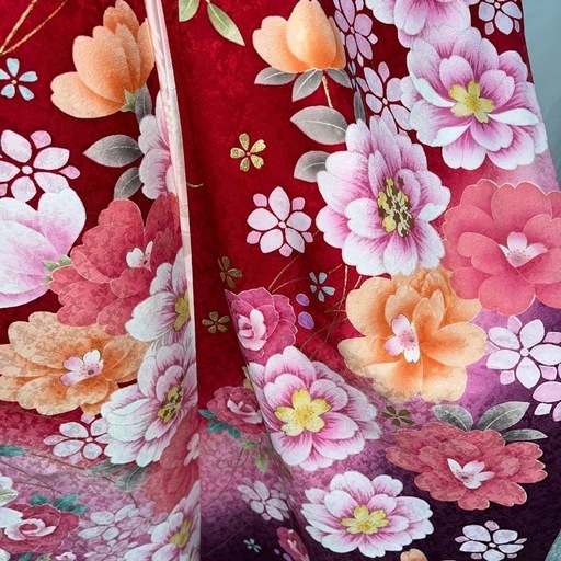 大特価❣️ 正絹 豪華花柄 赤 振袖 6点セット❣️ 成人式 前撮り 振袖