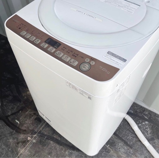 高性能SHARP風乾燥付きおしゃれインテリア7kg洗濯機！冷蔵庫・極美品