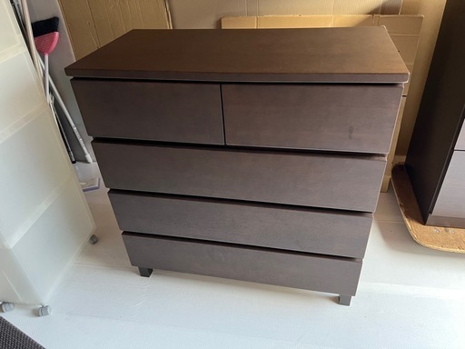 MUJI 無印良品 タモ材チェスト ダークブラウン 💕 【無印良品】タモ材木製チェストダークブラウン (おさる) 京都の
